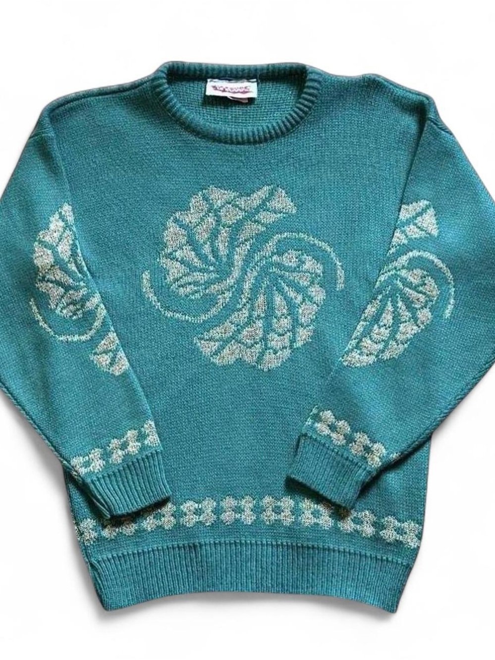 Vintage 1980s Teal Le Rouge Knit sweater M